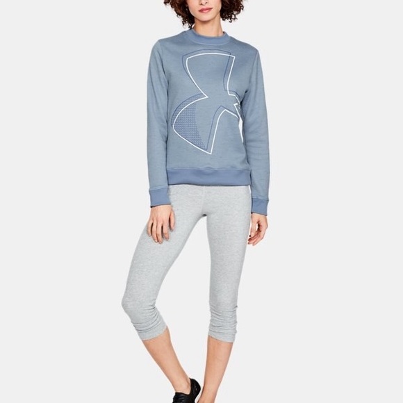 UA ARMOUR FLEECE CREW EXPLODED LOGO PULLOVER - Picture 3 of 5